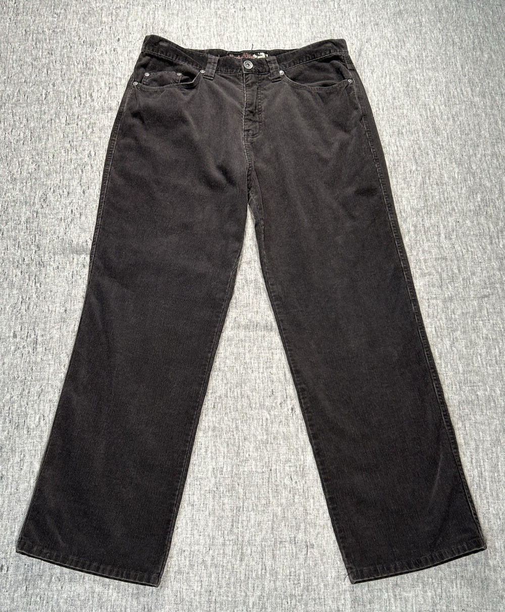 Vintage Anchor Blue Corduroy Pants Mens 33x30 Relaxed Black Cotton Casual Y2K